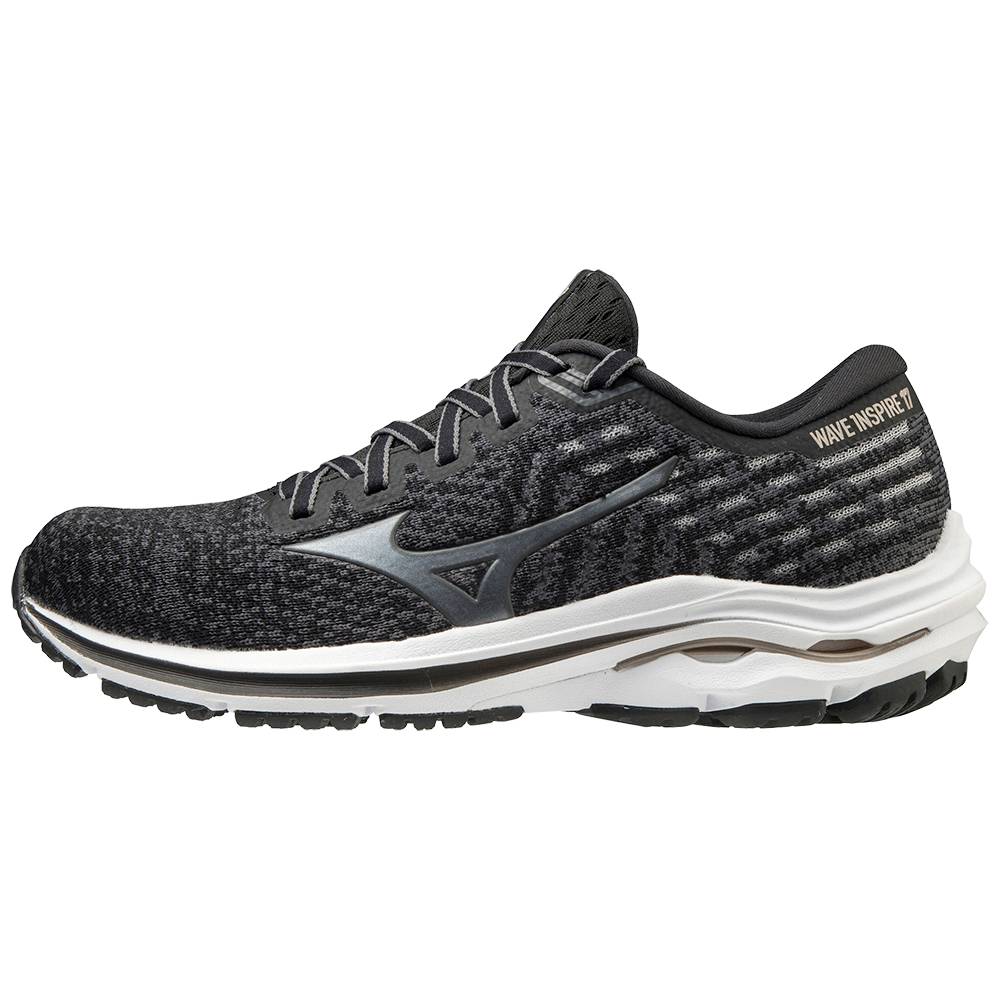 Mizuno Wave Inspire 17 WAVEKNIT Női Futócipő Fekete/Platina Arany EMS423068